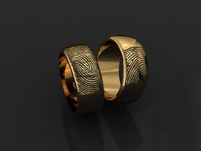 fingerprint ring engagement female gold jewel jewell jewellery jewelry men rhino rings silver touch wedding 3d print model - Mito3D