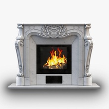 fireplace classic marble screen classical carved cartouche decorated baroque empire hussar flame architecture interior fire antique traditional cnc burn renaissance 3d print model - Mito3D