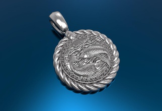 fish-horoscopes pendant 3d print model fish horoscope jewellery gold silver zodiac 3d print model - Mito3D