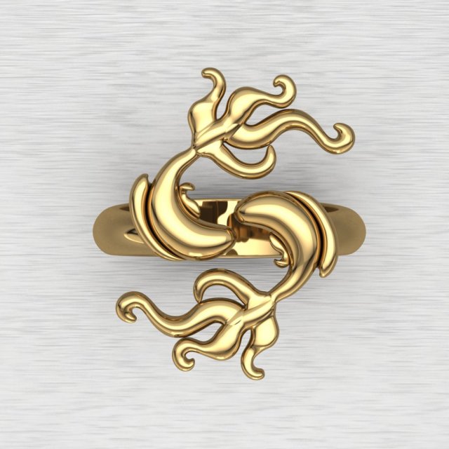 fisch ring 3d drucken modell ringe 3dexport 3dring modering gold schmuck 3djewelry druckbar printable model druckbarer 3D print model - Mito3D