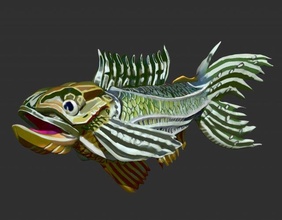 peixe esculpir polypaint ztl zbrush Arquivo fantasia criatura monstro mar oceano água vida marinha profundo 3d print model - Mito3D