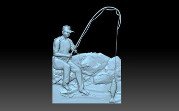 fisherman 3d print model in 3dexport fishermans fisherman-hat fish fishing angler anglerfish bas-relief cnc 3d print model - Mito3D