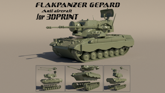 flakpanzer gepard 3dprint vehicle tank panzer air war wwii ww2 stl printable printing m4 m16 usa navy army 3d print model - Mito3D