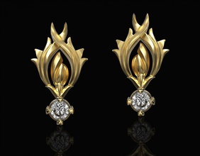 fiamma orecchini gemma 3d stampabile stl orecchino gli oro argento disco di platino la sterlina gemme gioiello donne leva moda elegante fuoco i gioielli 3d print model - Mito3D