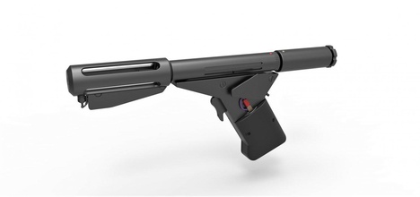 chama pistola filme logans 1976 chamas logansrun sandman areia blaster arma fogo suporte réplica cosplay brinquedo impressão imprimível 3d print model - Mito3D