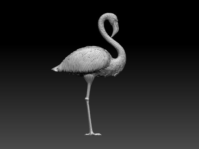 Flamingo Skulptur Flamingos Vogel Storch Kran Statue Reiher Tier drucken Kunst 3D print model - Mito3D