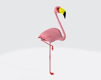 Flamingo Vogel Tier bereit drucken Skulptur Storch Pelikan Tiere Karibik Phoenicopterus realistisch gefaltet Flügel Stehen Rosa pink flamingo realistic animals Zoo 3d Modell Flamingos Natur 3d print model - Mito3D