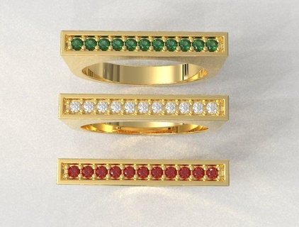 flat gemstone ring rings gold gold-ring jewelry jewelry-rings pauloranieri trendy fashion modern silver gemstone-ring diamond diamond-ring classic design teen printable 3d print model - Mito3D