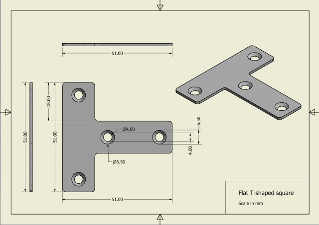 piatto t shaped piazza mobilia forma Stampa Fai legna costruzione utensili utile stampabile Casa edificio squadra vite 3D print model - Mito3D