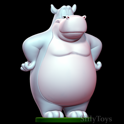 flavio hippo - animaniacs 3d print model in animals 3dexport furry anthro fat male cartoon marita blue 3d print model - Mito3D