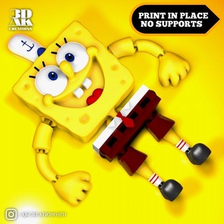 flexi print place - spongebob stl  toys spongebob flexi printinplace flexible  3d print model - Mito3D