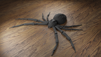 flexi spider vearticulated articulation animal creepy spooky horror scary invertebrate monster flexible toy halloween tarantula aranha 3d print model - Mito3D