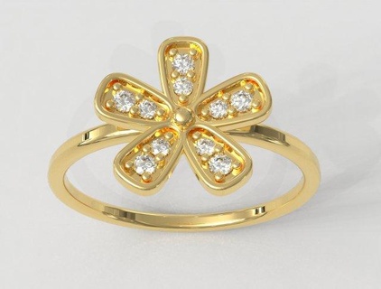 fiore diamante squillare anelli gold ring jewelry rings gioielleria oro paulorani moda classico moderno argento flower diamond jewellery natura 3d print model - Mito3D