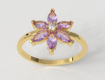 flower gemstone ring  rings ring rings gold gold-ring jewelry jewelry-rings pauloranieri trendy fashion modern silver teen flower nature flower-ring gemstone gemstone-ring marquise marquise-gemstone classic  3d print model - Mito3D