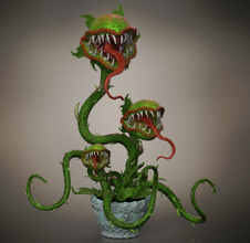 flor assassino alto poli 3d modelo in flores 3dexport predador plantar dentes mandíbula folhas espinhos perigoso carnívoro fome panela verde vivo cego 3d print model - Mito3D