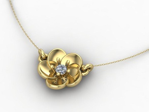 flower pendant jewelry jewellery jewelrydesign gold whitegold rosegold diamond sapphire ruby emerald topaz tanzanite chain necklace lightweight delicate roundgem 3dprintable 3d print model - Mito3D