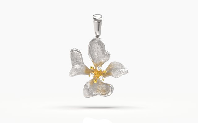 çiçek kolye takı mücevher elmas parlak taş yazdırılabilir altın gümüş platin sterlin metal moda güzellik organik doğa güzel Yazdır 3D print model - Mito3D