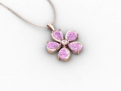 fleur pendentif 2 pendentifs bijoux forme poire unique conception diamant poids léger or imprimable mariage gemme rose blanc spécial 3d print model - Mito3D