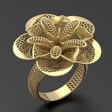 2 çiçek yüzük mücevher takı fantezi moda stil 3d print model - Mito3D