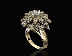 anillo flor piedras preciosas 3d brillante gem las de oro el platino imprimible los anillos la plata sterling stl mujeres rosa joya moda belleza diamant con estilo 3d print model - Mito3D