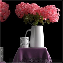 flor conjunto 4 vaso Panela decoração talheres acessórios 3d print model - Mito3D
