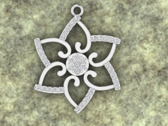 flower stle pendant jewelry uniq gem diamond woman necklac 3D print model - Mito3D
