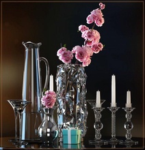 fiore vaso impostato 3 3d modello in decorazione 3dexport stoviglie candela cristalleria 3d print model - Mito3D
