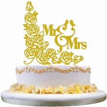 flowers mr mrs wedding cake topper 3d print model in signs logos 3dexport party anniversary 3d print model - Mito3D
