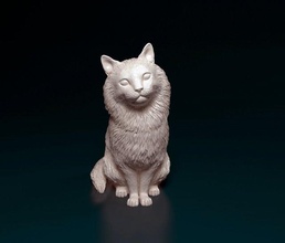 fluffy cat 3d print model in figurines 3dexport animal pet stl obj printready 3d print model - Mito3D