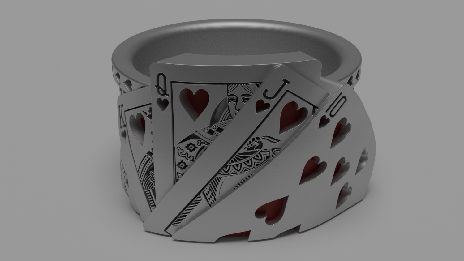 spülen königlich Poker Ring Karte Kasino spielen zocken Silber Glück Chance Glücklich Juwel Texas holdem Pokerstars partypoker brutal druckbar Brettspiel Schmuck 3D print model - Mito3D