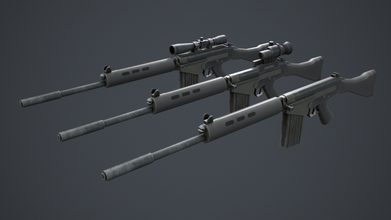 fn fal pack 3d model in rifle 3dexport belgium smg army millitary game poly mod 3d print model - Mito3D
