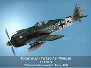 focke wulf fw190 a8 schwarz 8 3d modell kämpfer 3dexport wrger metzgervogel deutsche luftwaffe ww2 3d print model - Mito3D