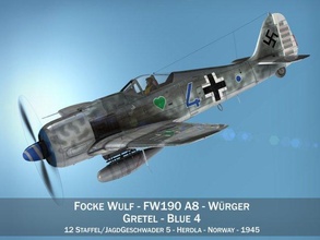 focke wulf fw190 a8 blau 4 3d modell kämpfer 3dexport wrger metzgervogel deutsche luftwaffe ww2 3d print model - Mito3D