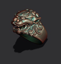 foo dog lion ring chinese china japan japanese foodog animal architecture statue guard imperial oriental buddhism gold silver jewelry dragon dracon drakon 3d print model - Mito3D