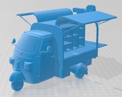 Lebensmittel Dreirad Bar druckbar Automobil Diorama Modellieren Hobby solide Rahmen Modell 3d print model - Mito3D