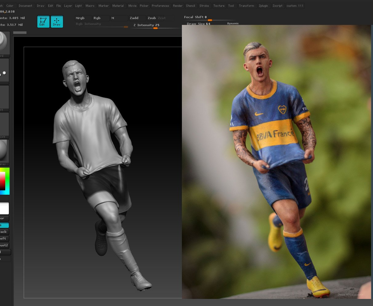 futebol jogador 3d impressão modelo in estatuetas 3dexport gritando desportista esportes gol messi ronaldo boca jugador futbol corrida jogando copa mundo açao jogos 3D print model - Mito3D