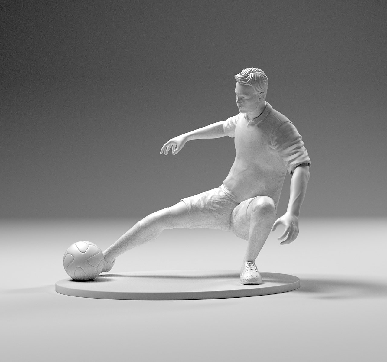 footballer 02 footstrike 05 stl 3d print model in man 3dexport ronaldo player football worldcup championship soccerer ball board 3D print model - Mito3D