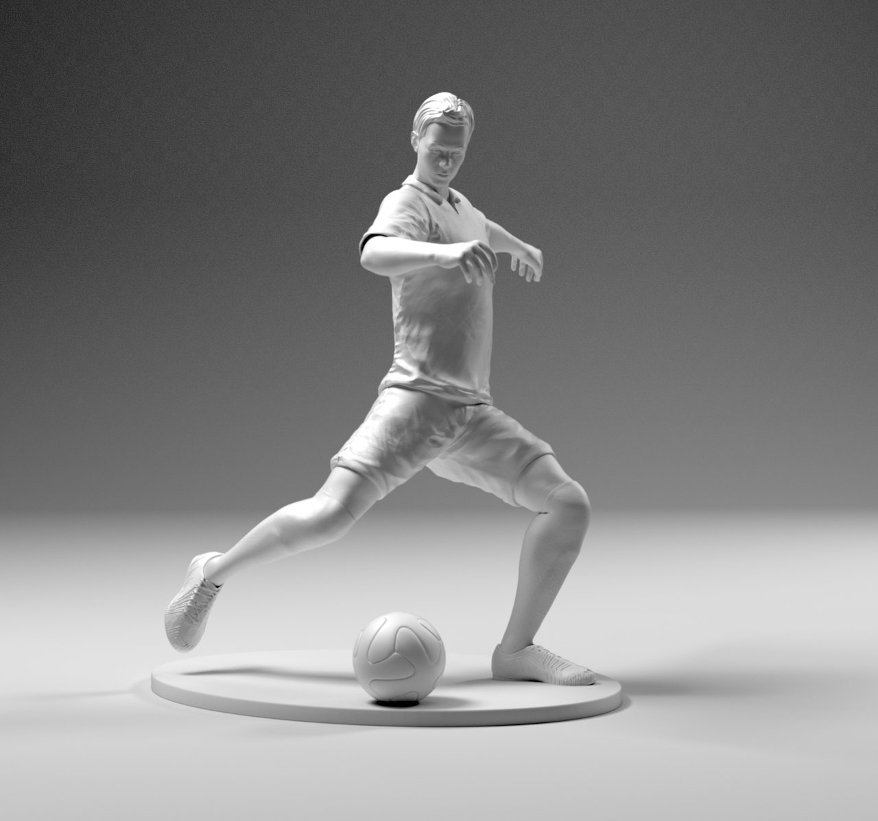 footballer 02 footstrike 07 stl 3d print model in coins badges 3dexport ronaldo championship worldcup game board soccerer character man pose 3D print model - Mito3D