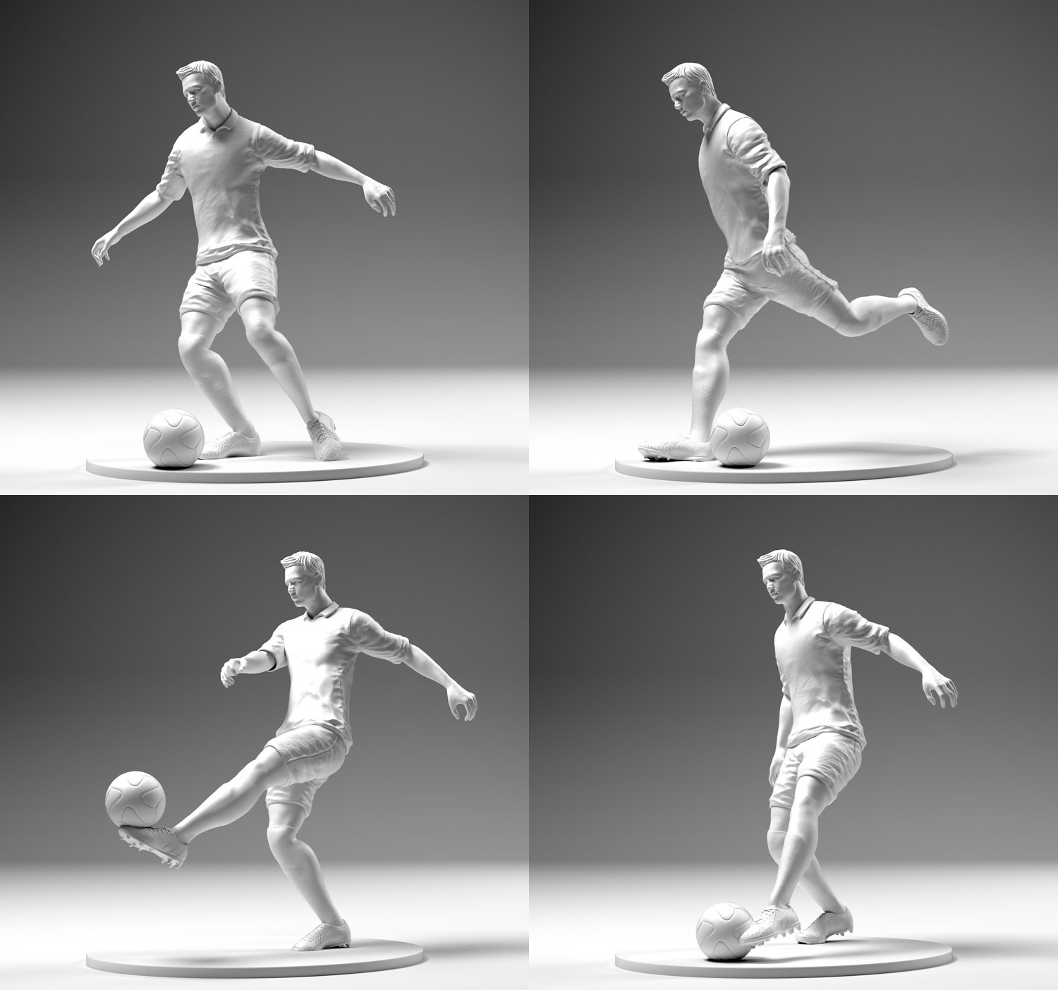 futbolcu 02 ayak vuruşu 4 in 1 paketlemek stl 3d yazdır model adam 3dexport top yazı tahtası şampiyonluk euro alan heykelcik futbol bedava oyun lig eşleşme oyuncu ronaldo spor stadyum 3D print model - Mito3D
