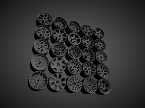 forgiato imprimível aros coleção hotwheels 1 64 escala diecast 3d impressão modelo in veículo 3dexport caixa fósforos majorette tomica kyosho miniaturas veículos 3d print model - Mito3D