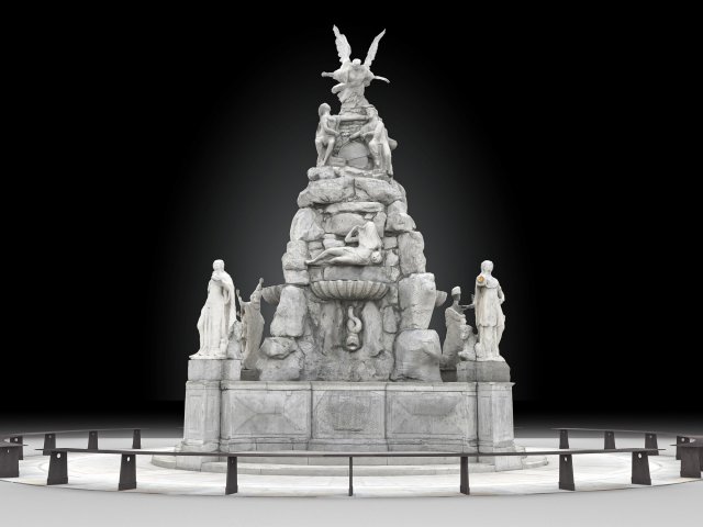 brunnen of kontinente 3d modell skulptur 3dexport architektur trieste italien marmor statue kunst wasser monument echtzeit lowpoly stadt ue4 einheit normalen architektonisch stein 3D print model - Mito3D