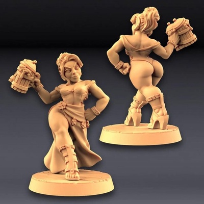 fraia dwarven beauty ready to print 3d model in sculpture 3dexport fraia-dwarven-beauty artisan-guild dnd dragons dungeons dwarf fighter warrior fantasy female lady mini miniatures miniature pinup innkeeper ttrpg artisan 3d print model - Mito3D