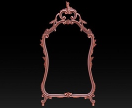 framed wall-mounted mirror machine 3d model frame cnc printed stl reliefs routers vintage ornament wood carve wall-mirror antique baroque decoration 3d print model - Mito3D