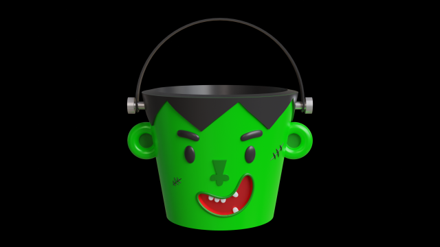 frankenstein bucket monsters & creatures halloween 3d printing decorative candy decor spooky costume accessory creepy holiday fun model stl printable gift party monster 3D print model - Mito3D