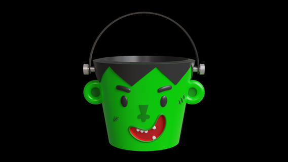 frankenstein bucket  monsters & creatures halloween frankenstein 3d printing decorative candy bucket decor spooky costume accessory creepy holiday fun model stl printable gift party monster  3d print model - Mito3D