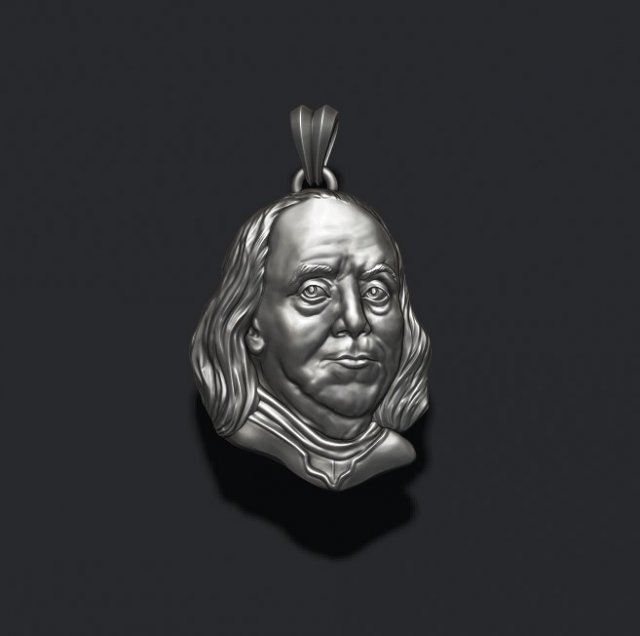 Franklin tête bas relief pendentif pendentifs portrait visage Benjamin Président Etats Unis figure statue bijoux soulagement dollars 100dollars ben Amérique dollar 100 3D print model - Mito3D