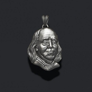 Franklin cabeça relevo pingente pingentes retrato cara benjamin Presidente EUA figura estátua joalheria bas alívio dólares 100dollars ben América dólar 100 3d print model - Mito3D