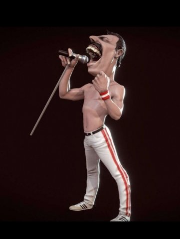 Freddie mercurio caricatura hombre 3D print model - Mito3D