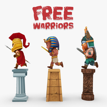 free ancient warriors 3d model in fantasy 3dexport roman warrior egyptian viking cute chibi poly game-ready soldier axe bow hand-painted manga human cartoon 3d print model - Mito3D