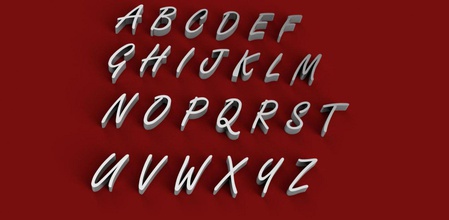 freestyle font uppercase lowercase 3d letters stl file print model in 3dexport alphabet letter 3dletters text sign fonts type language 3dprint 3dmodel 3d print model - Mito3D